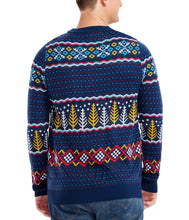 Load image into Gallery viewer, Mens Polar Bear Party Ugly Christmas Sweater with Fair Isle Pattern and Santa Hats