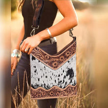 Load image into Gallery viewer, Tooled Leather Crossbody Bag, Durable Everyday Carry 12x11 Inch