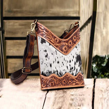 Load image into Gallery viewer, Tooled Leather Crossbody Bag, Durable Everyday Carry 12x11 Inch