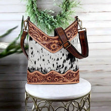 Load image into Gallery viewer, Tooled Leather Crossbody Bag, Durable Everyday Carry 12x11 Inch