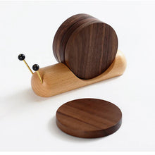 Load image into Gallery viewer, Snail Solid Wood Drink Coasters Made from Walnut and Wenge