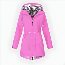 Load image into Gallery viewer, Long Hooded Rain Jacket for Women with Adjustable Drawstrings and Breathable Fabric