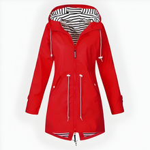 Load image into Gallery viewer, Long Hooded Rain Jacket for Women with Adjustable Drawstrings and Breathable Fabric