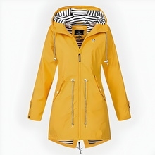 Load image into Gallery viewer, Long Hooded Rain Jacket for Women with Adjustable Drawstrings and Breathable Fabric