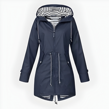 Load image into Gallery viewer, Long Hooded Rain Jacket for Women with Adjustable Drawstrings and Breathable Fabric