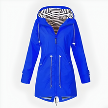Load image into Gallery viewer, Long Hooded Rain Jacket for Women with Adjustable Drawstrings and Breathable Fabric