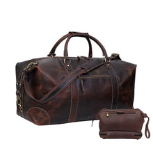 Load image into Gallery viewer, French Leather Duffel Bag Combo, Genuine Top Grain Leather Travel Bag