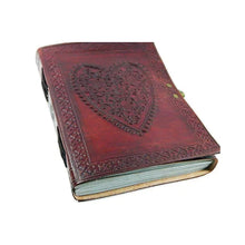 Load image into Gallery viewer, Vintage Heart Embossed Leather Journal, Handmade Genuine Leather Notebook