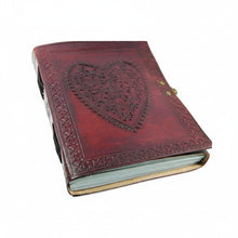 Load image into Gallery viewer, Vintage Heart Embossed Leather Journal, Handmade Genuine Leather Notebook
