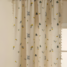 Load image into Gallery viewer, Rustic Linen Wheat Embroidered Fringe Curtain Panel for Living Room and Bedroom Windows