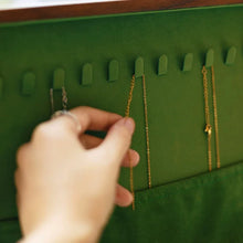 Load image into Gallery viewer, Solid Walnut Double Layer Jewelry Box with Green Suede Lining