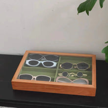 Load image into Gallery viewer, Solid Wood Glasses Organizer with Glass Lid and 8 Compartments