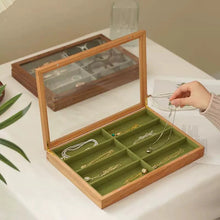 Load image into Gallery viewer, Solid Wood Glasses Organizer with Glass Lid and 8 Compartments