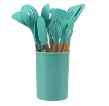 Load image into Gallery viewer, Silicone Cooking Utensils Set Heat-Resistant BPA-Free Bamboo Handle
