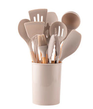 Load image into Gallery viewer, Silicone Cooking Utensils Set Heat-Resistant BPA-Free Bamboo Handle