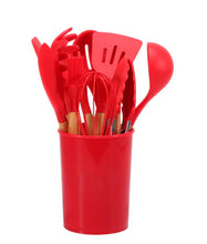 Load image into Gallery viewer, Silicone Cooking Utensils Set Heat-Resistant BPA-Free Bamboo Handle