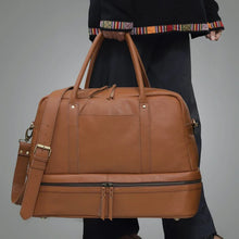 Load image into Gallery viewer, Women Leather Duffel Bag, Top Grain Buffalo Leather, Brown