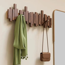 Load image into Gallery viewer, Wall Mounted Coat Rack Wooden Hooks with Magnetic Foldable Design