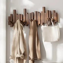 Load image into Gallery viewer, Wall Mounted Coat Rack Wooden Hooks with Magnetic Foldable Design