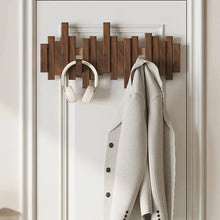 Load image into Gallery viewer, Wall Mounted Coat Rack Wooden Hooks with Magnetic Foldable Design