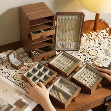 Load image into Gallery viewer, Walnut Jewelry Organizer Chest with Drawers