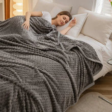 Load image into Gallery viewer, Weighted Blanket Textured Plush Bed Throw, Reversible Fleece Design