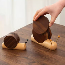Load image into Gallery viewer, Snail Solid Wood Drink Coasters Made from Walnut and Wenge