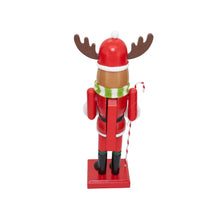 Load image into Gallery viewer, Decorative Reindeer Nutcracker Figure with Carved Antlers and Flat Base for Mantel Display
