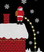 Load image into Gallery viewer, Mens Cheeky Santa Light Up Christmas Sweater with a Glowing Rooftop Stream