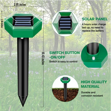 Load image into Gallery viewer, Solar Ultrasonic Mole Repellent Stakes Pack of 4 for Lawns and Garden Beds