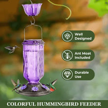 Load image into Gallery viewer, Glass Hummingbird Feeder with Six Flower Ports and Ant Moat, 24oz Capacity