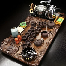 Load image into Gallery viewer, Solid Wood Tea Tray and Purple Sand Kung Fu Tea Set