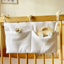 Load image into Gallery viewer, Baby Crib Storage Organizer Bag with Double Cotton Pouches