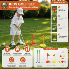 Load image into Gallery viewer, Junior Golf Set with Height Adjustable Clubs and Balls for Garden and Indoor Play
