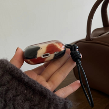 Load image into Gallery viewer, Black Brown Splash Ink Earphone Case with Rope
