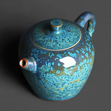 Load image into Gallery viewer, Handcrafted Tianmu Crystal Teapot with Gold Spot Texture for Gongfu Tea