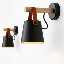 Load image into Gallery viewer, Modern Wooden LED Wall Sconce with Hanging Shade