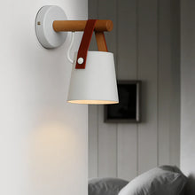 Load image into Gallery viewer, Modern Wooden LED Wall Sconce with Hanging Shade