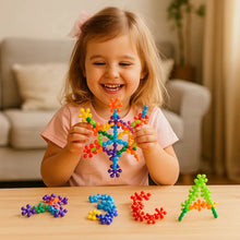 Load image into Gallery viewer, Montessori Snowflake Interlocking Building Blocks with Storage Box