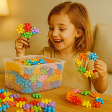 Load image into Gallery viewer, Montessori Snowflake Interlocking Building Blocks with Storage Box