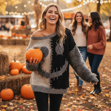Load image into Gallery viewer, Cozy Pumpkin Faux Fur V-Neck Halloween Sweater for Women