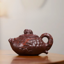 Load image into Gallery viewer, Handmade Purple Clay Teapot with Golden Toad Design for Traditional Gongfu Tea