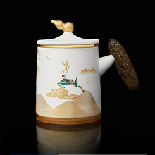 Load image into Gallery viewer, Ceramic Tea Filter Mug with Lid and Large Capacity for Home or Office