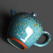 Load image into Gallery viewer, Handcrafted Tianmu Crystal Teapot with Gold Spot Texture for Gongfu Tea