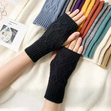 Load image into Gallery viewer, Cable Knit Fingerless Gloves for Winter Warmth