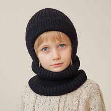 Load image into Gallery viewer, Kids Winter Knitted Hat and Scarf Set with Plush Lining