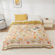 Load image into Gallery viewer, Autumn Leaf Boho Reversible Cotton Gauze Blanket