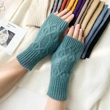 Load image into Gallery viewer, Cable Knit Fingerless Gloves for Winter Warmth