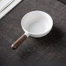 Load image into Gallery viewer, Black Sandalwood Handle Coarse Pottery Tea Strainer with Integrated Tea Filter