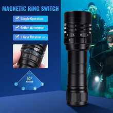 Load image into Gallery viewer, High Lumen Scuba Diving Flashlight 3000lm Waterproof Magnetic Ring Torch